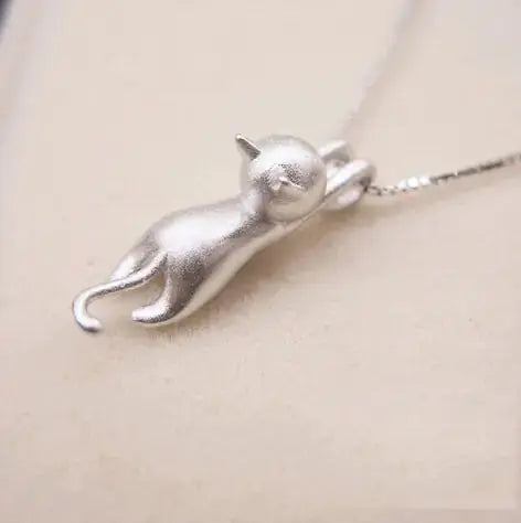 Silver Cat Pendant Necklace Jewelry Lenas Jewelry Emporium