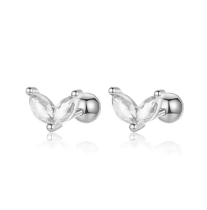 2PC Stainless Steel Little Huggies Hoop Earrings for Women Tiny Crystal Zirconia Pendant Cartilage Earrings Piercing Jewelry