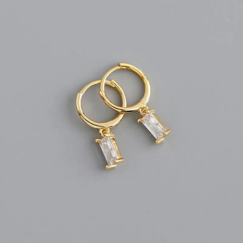 2PC Stainless Steel Little Huggies Hoop Earrings for Women Tiny Crystal Zirconia Pendant Cartilage Earrings Piercing Jewelry