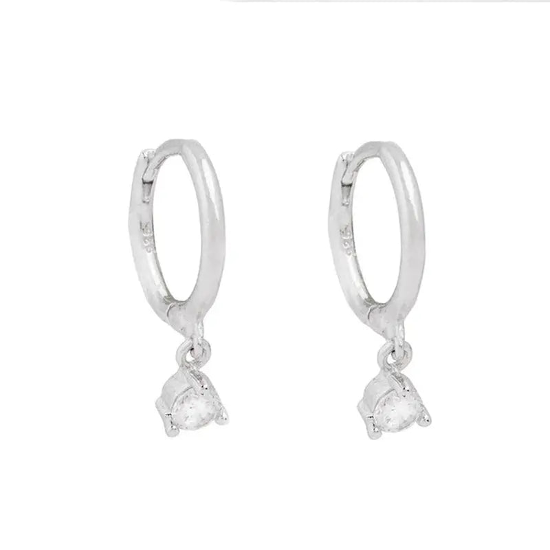 2PC Stainless Steel Little Huggies Hoop Earrings for Women Tiny Crystal Zirconia Pendant Cartilage Earrings Piercing Jewelry