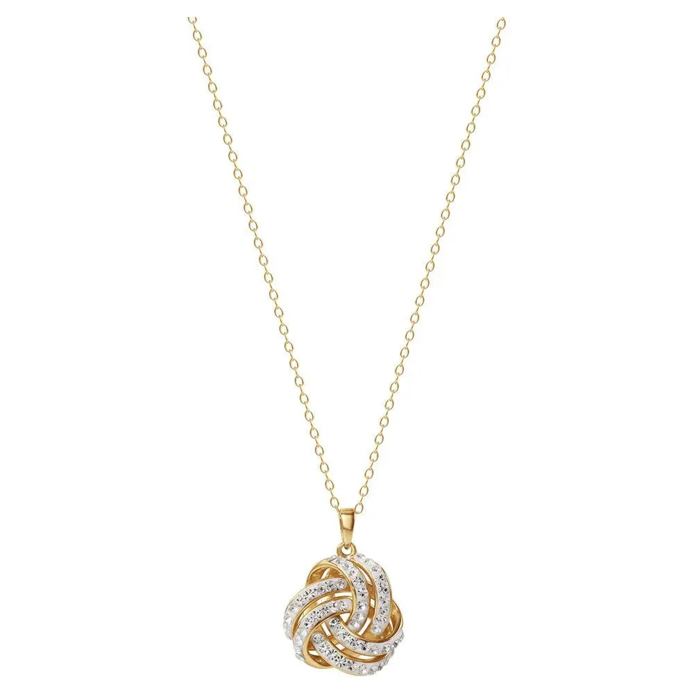 Brilliance Love Knot 18K Gold Crystal Pendant and Earring Set