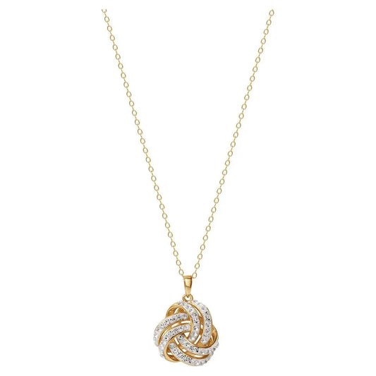 Brilliance Love Knot 18K Gold Crystal Pendant and Earring Set