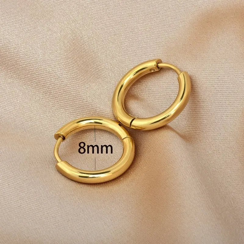 2PC Stainless Steel Little Huggies Hoop Earrings for Women Tiny Crystal Zirconia Pendant Cartilage Earrings Piercing Jewelry